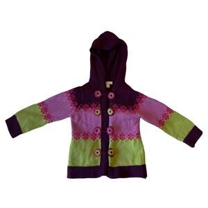 Maggie and Zoe Girls Sweater 2T Pink Purple Hood Knit Button Up Cardigan Style